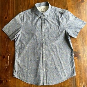 Original Penguin Men’s Button Up Gray Size Large with Pocket and Airplane Print
